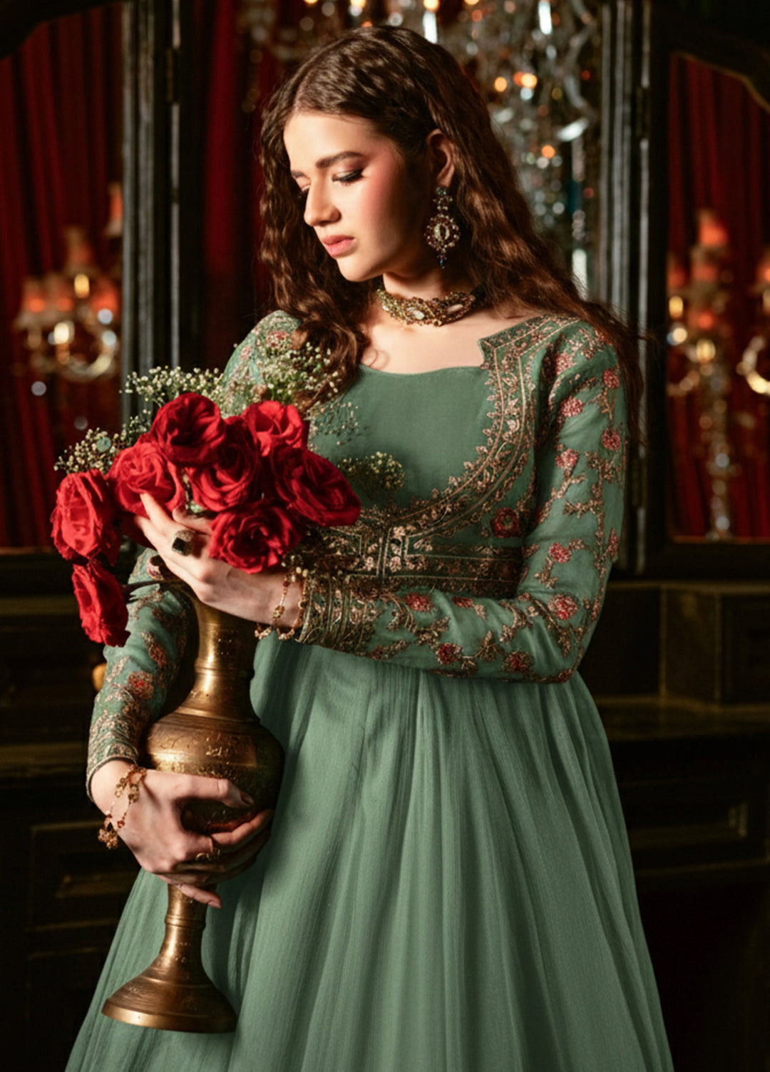 Aura by Haniumaimaz RTW Embroidered Chiffon 2 Piece Suit HUM26RCA AROOSHA - Festive Collection