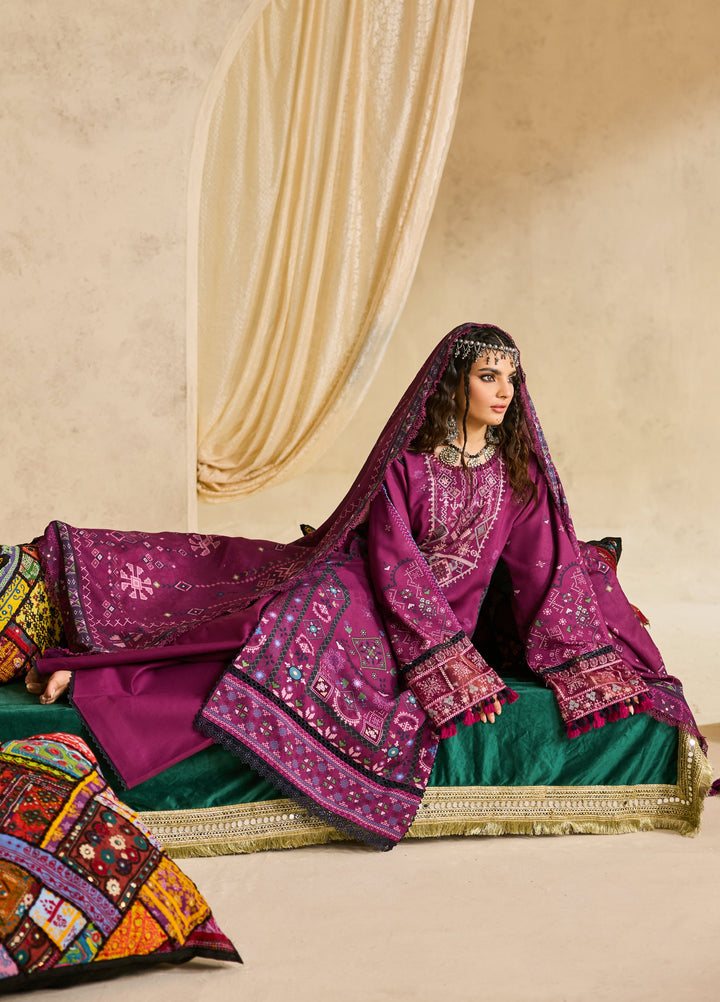 Zync by Florent One Nation Unstitched Khaddar Embroidered Suits 3 Piece FL25ON FL-4B - Winter Collection