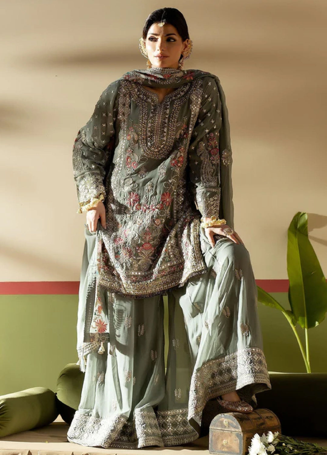 Sahellian by Meerak Women Pret Luxury Chiffon 4 Piece Jugnu - Formals Collection