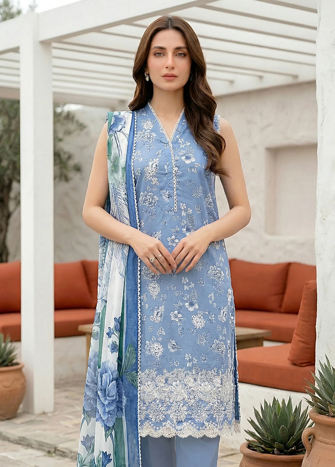 Komal by Lakhany Unstitched Embroidered Lawn 3 Piece Suit LSM26ULK LG-UB-0360 - Summer Collection