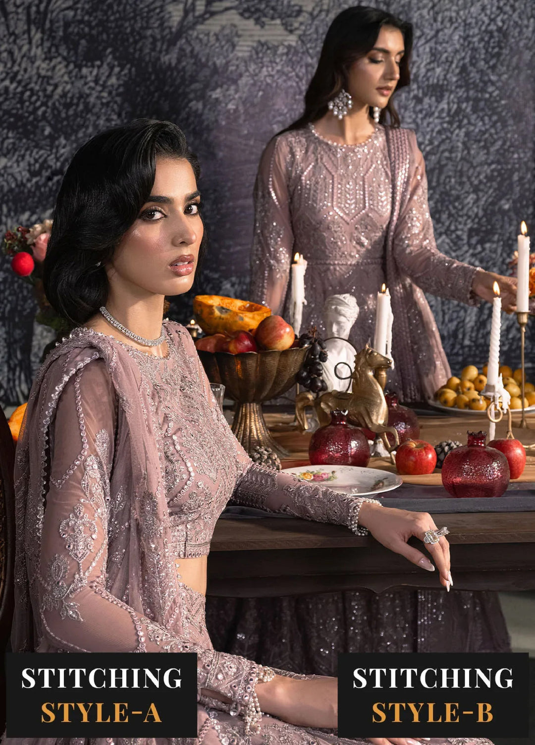 Zarif Unstitched Embroidered Net 3 Piece Suit ZR26UF Heritage ZHF-03-Meraki - Festive Collection