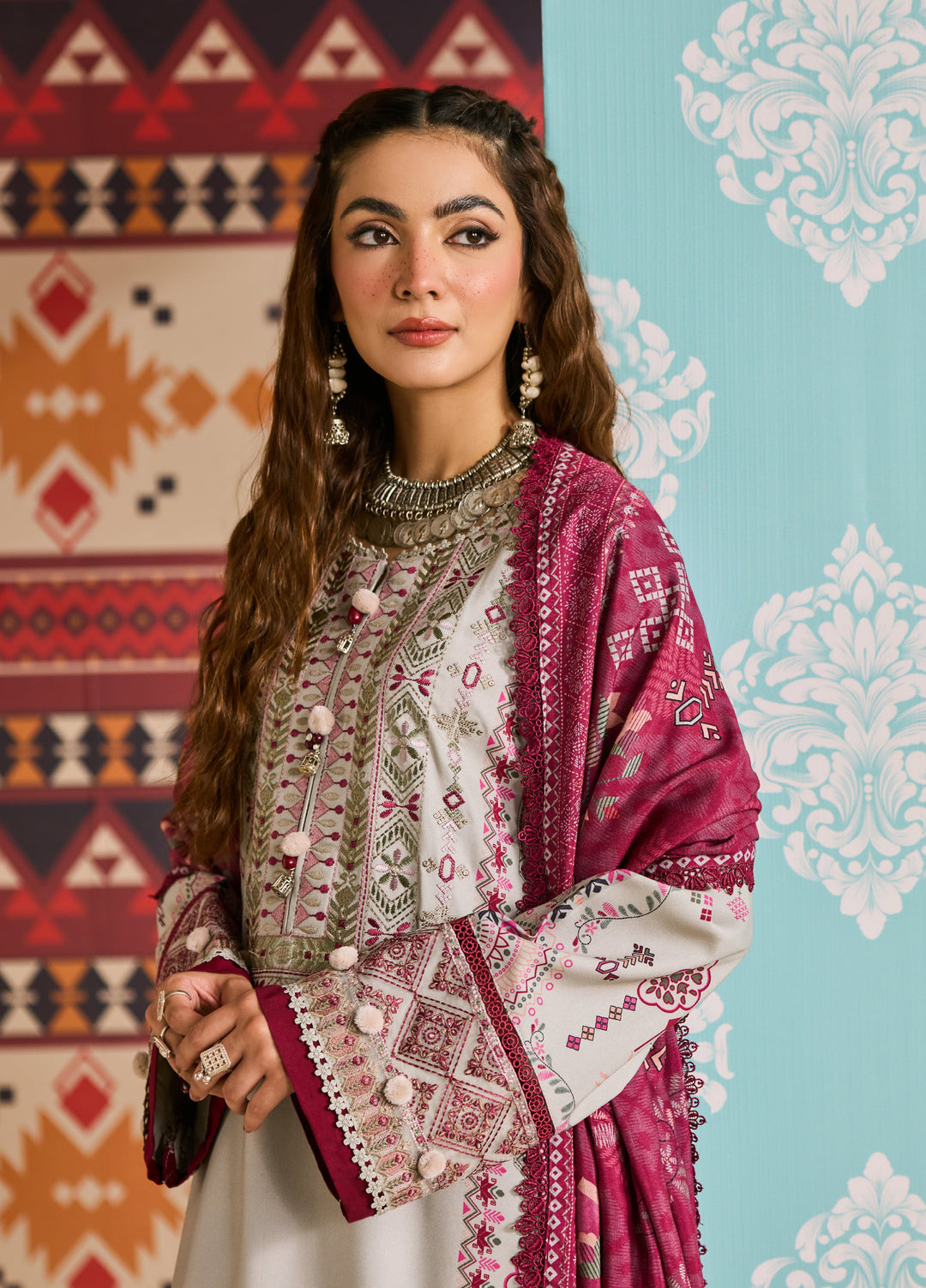 Zync by Florent One Nation Unstitched Khaddar Embroidered Suits 3 Piece FL25ON FL-7A - Winter Collection