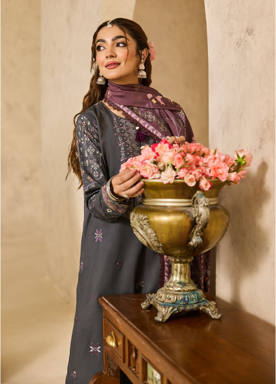Zync by Florent One Nation Unstitched Khaddar Embroidered Suits 3 Piece FL25ON FL-3A - Winter Collection