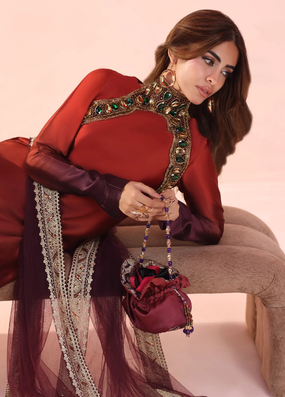 Eterna by Musferah Saad Pret Embroidered Tissue Silk 2 Piece Sunset Ombre - Festive Collection