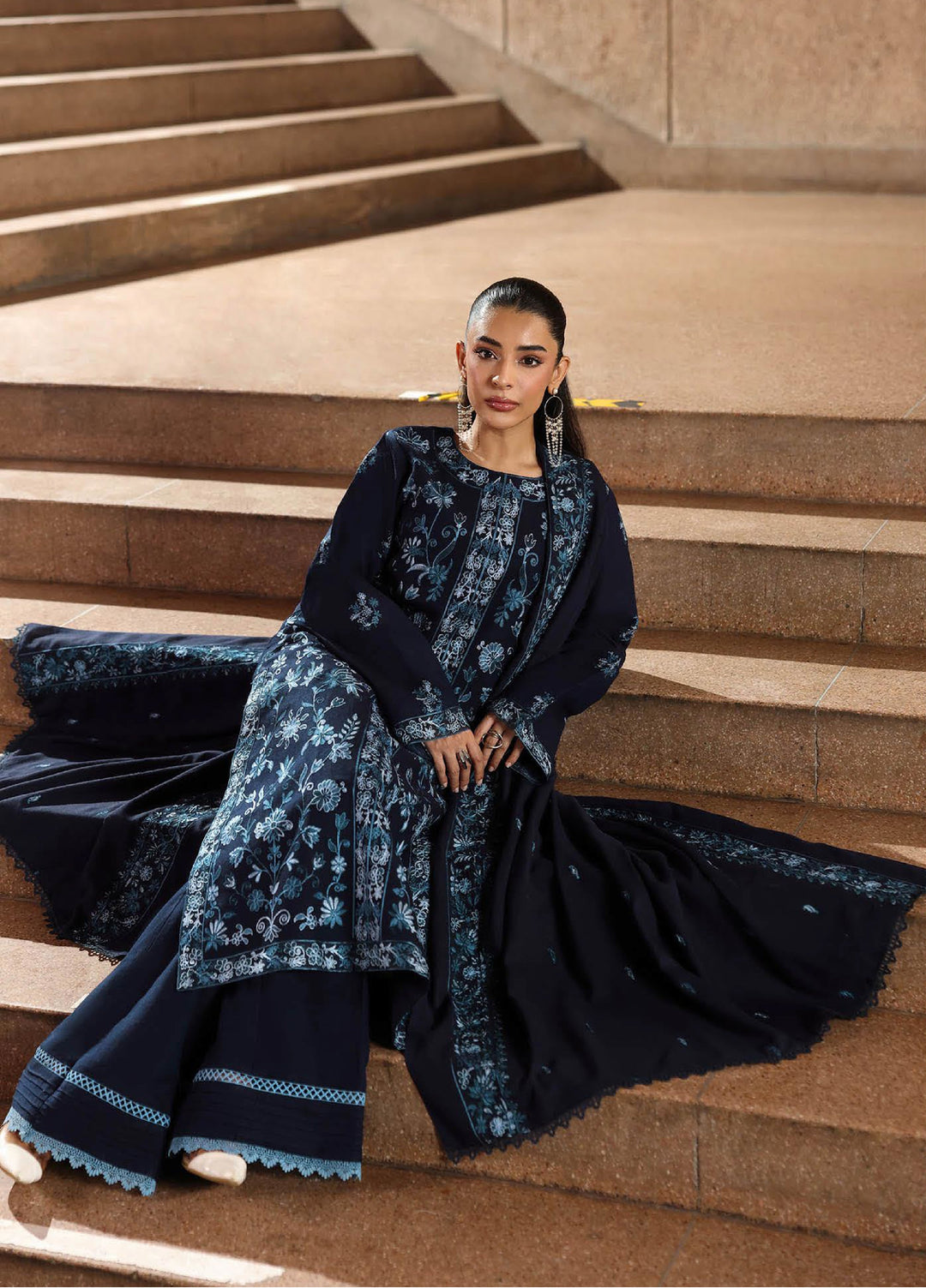 Rajbari Premium Unstitched Peach Winter Shawl Exclusive Embroidered Suits 3 Piece RB25PW D-6 - Winter Collection