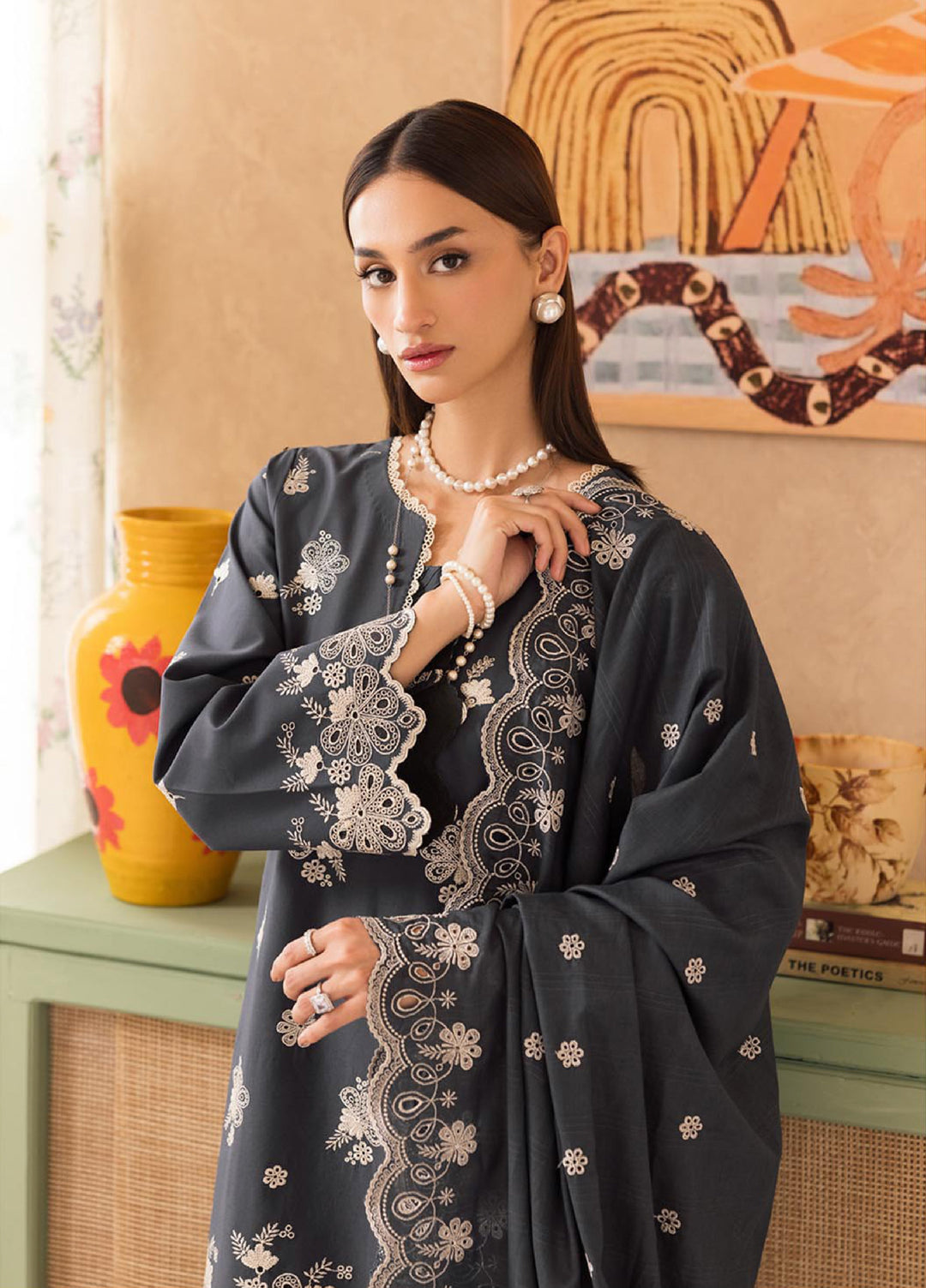 Nissa by Rajbari Unstitched Chikankari Embroidered Lawn 3 Piece Suit RB26UNCL D-1 - Summer Collection