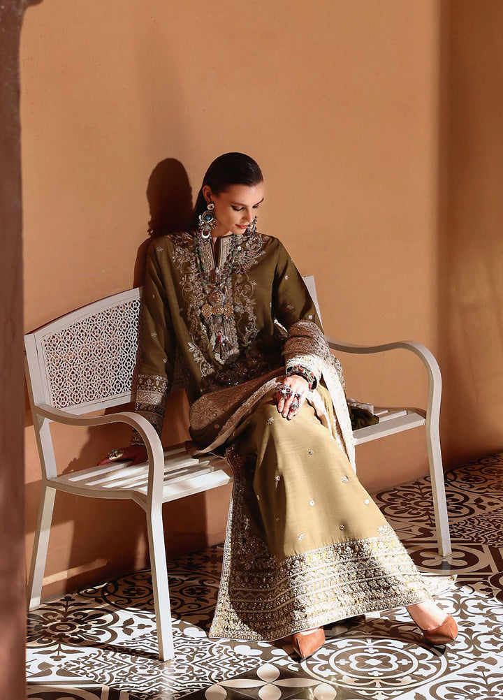 Nuvera Hemline by Mushq Unstitched Raw Silk Embroidered 3 Piece Suit MU26UNH D-3 Jadis - Festive Collection
