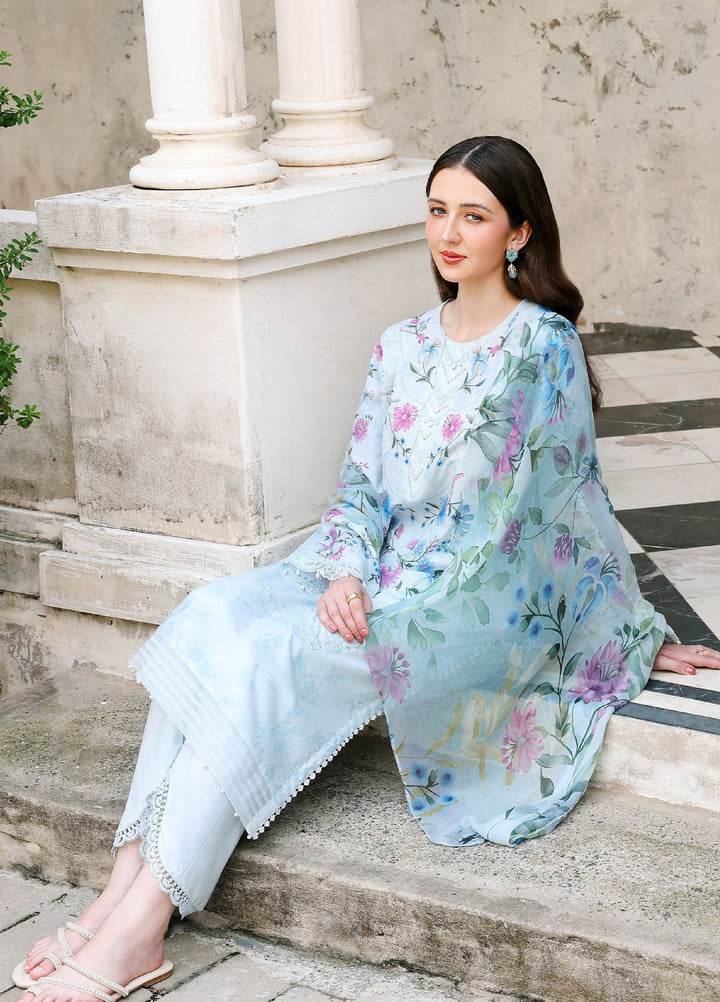 Cross Stitch Unstitched Embroidered Lawn 3 Piece Suit CS26ULE Aqua Glint - Eid Collection
