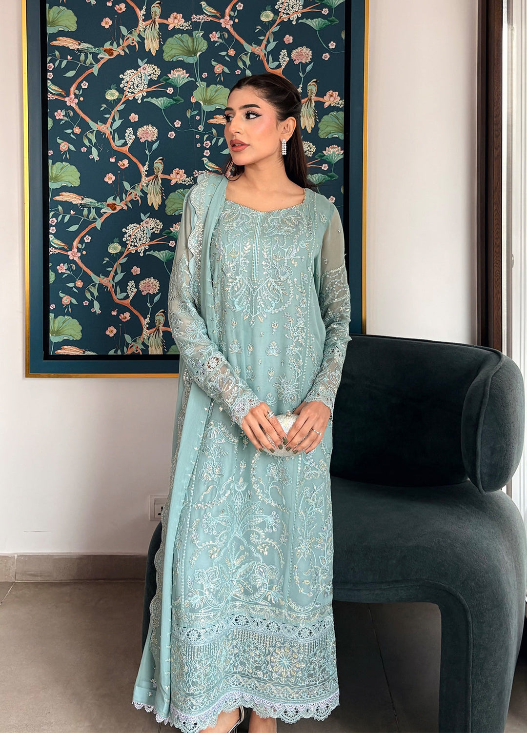 Maison d'or by Sahane Unstitched Embroidered Chiffon 3 Piece Suit CT-27004 DRIZZLE - Festive Collection