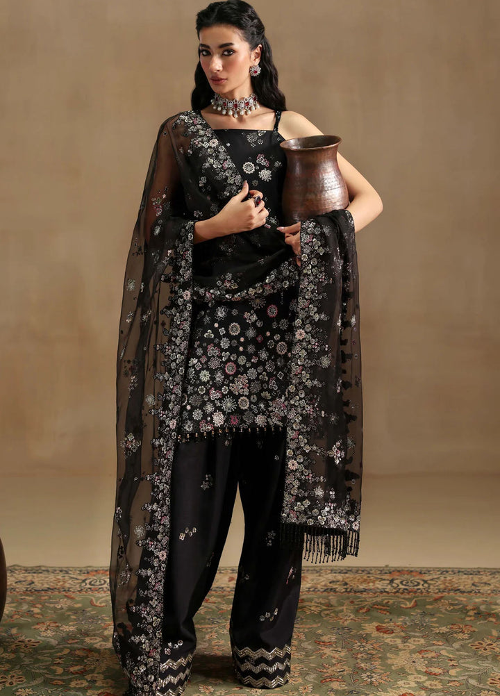 Sable Vogue Embroidered Raw Silk Suits Unstitched 3 Piece SV25UF FC-03-25-B - Festive Collection