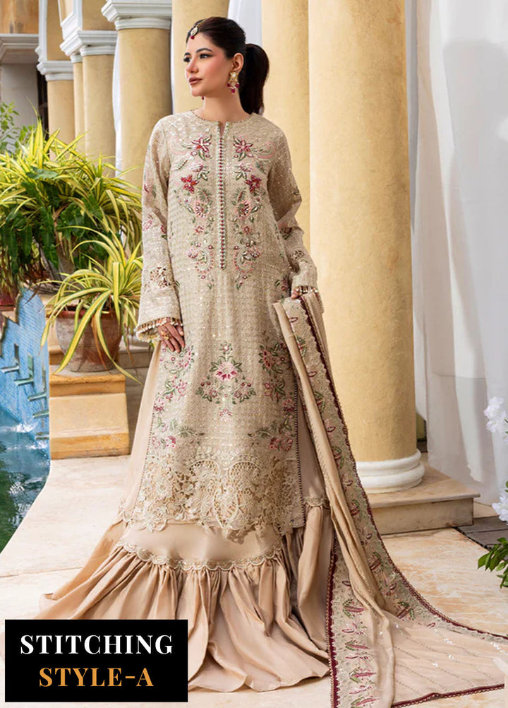 Haye Dil by Sahane Embroidered Khaddi Net Suits Unstitched 4 Piece SNE25HD CT 29004 Veil of Romance - Formals Collection