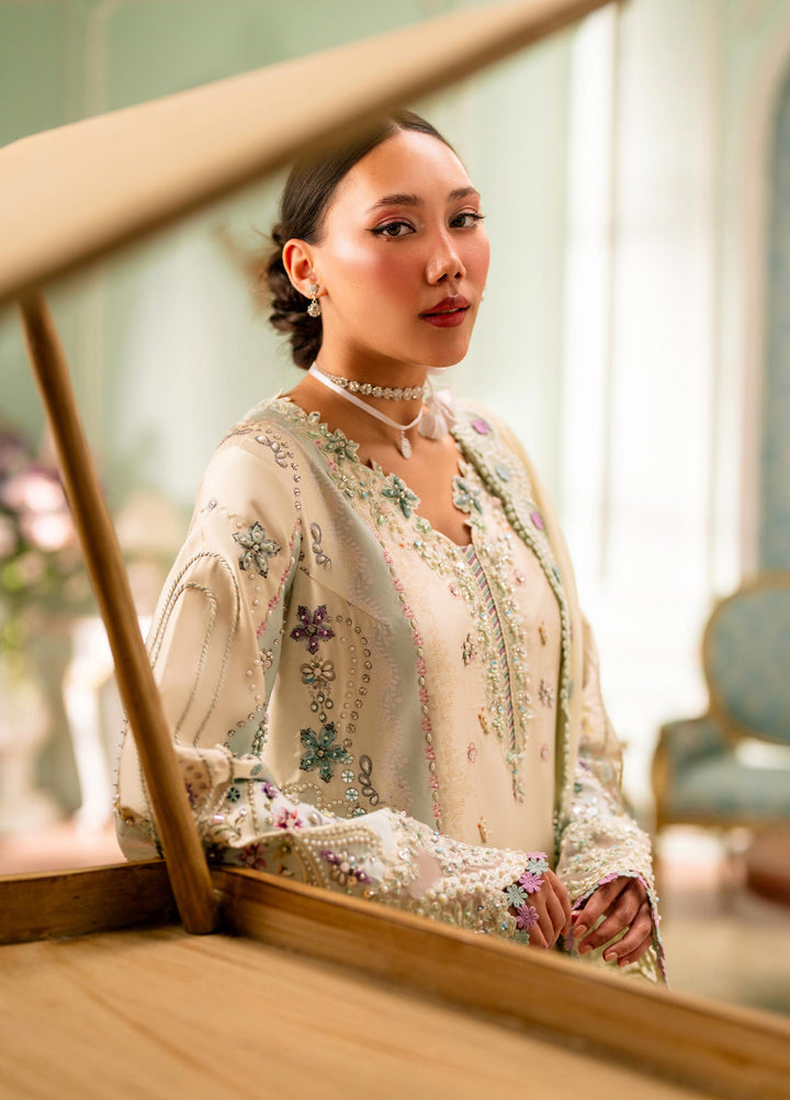 Luxe by Qalamkar Unstitched Embroidered Charmeuse Silk 3 Piece Suit QLK26UL Azure QSL-01 - Festive Collection