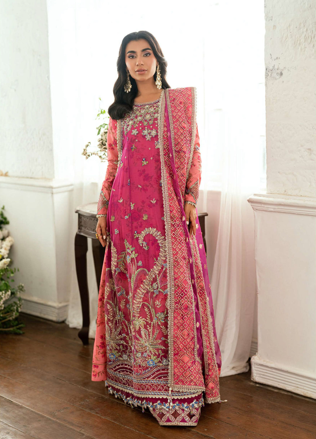 Shaam Shandar By Mushq Luxury Chiffon Unstitched 3 Piece Suits MQ25SC D-6 Geet Gulabi - Festive Collection