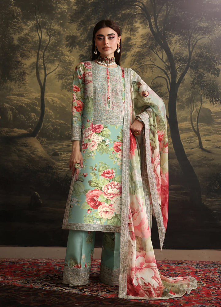 Rehana by Humjoli Pret Embroidered Lawn 3 Piece Aqua Pink - Festive Collection