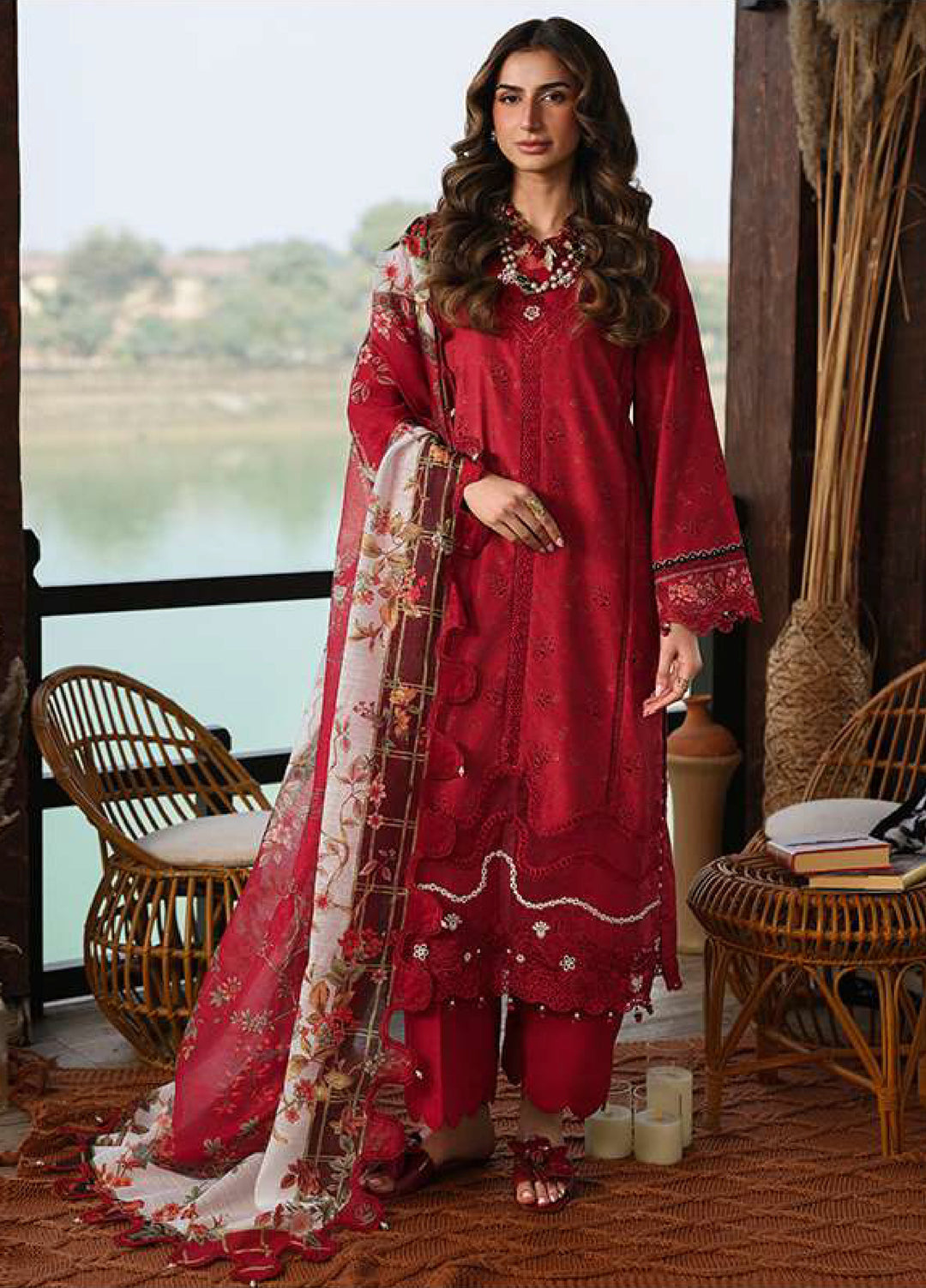 Sardinia Unstitched Embroidered Lawn 3 Piece Suit SRD26ULF D-8 POPPY - Festive Collection