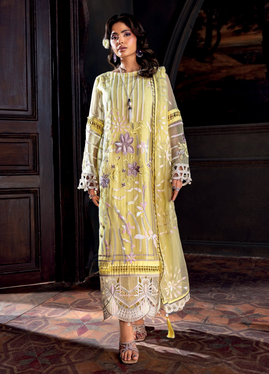 Aura by Zebtan Embroidered Chiffon Suits Unstitched 3 Piece ZB25AF AR-03 - Festive Collection