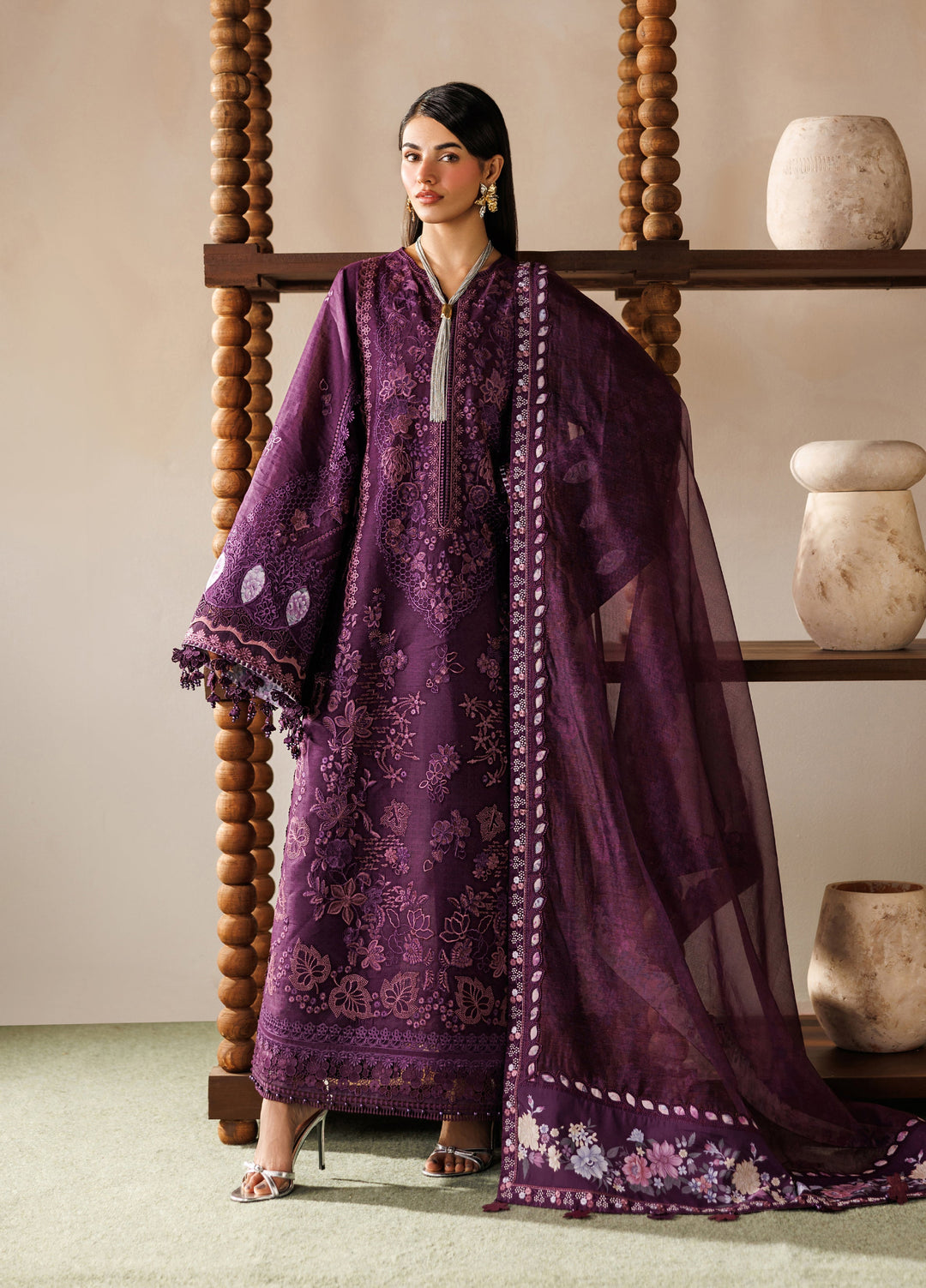 Baroque Unstitched Embroidered Lawn 3 Piece Suit BQ26ULE EL26-D02 - Eid Collection