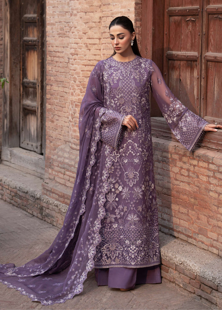 Humsafer by Lavish Premium Unstitched Embroidered Chiffon 3 Pcs Suit LVP26UH H-01 Pala Purple - Festive