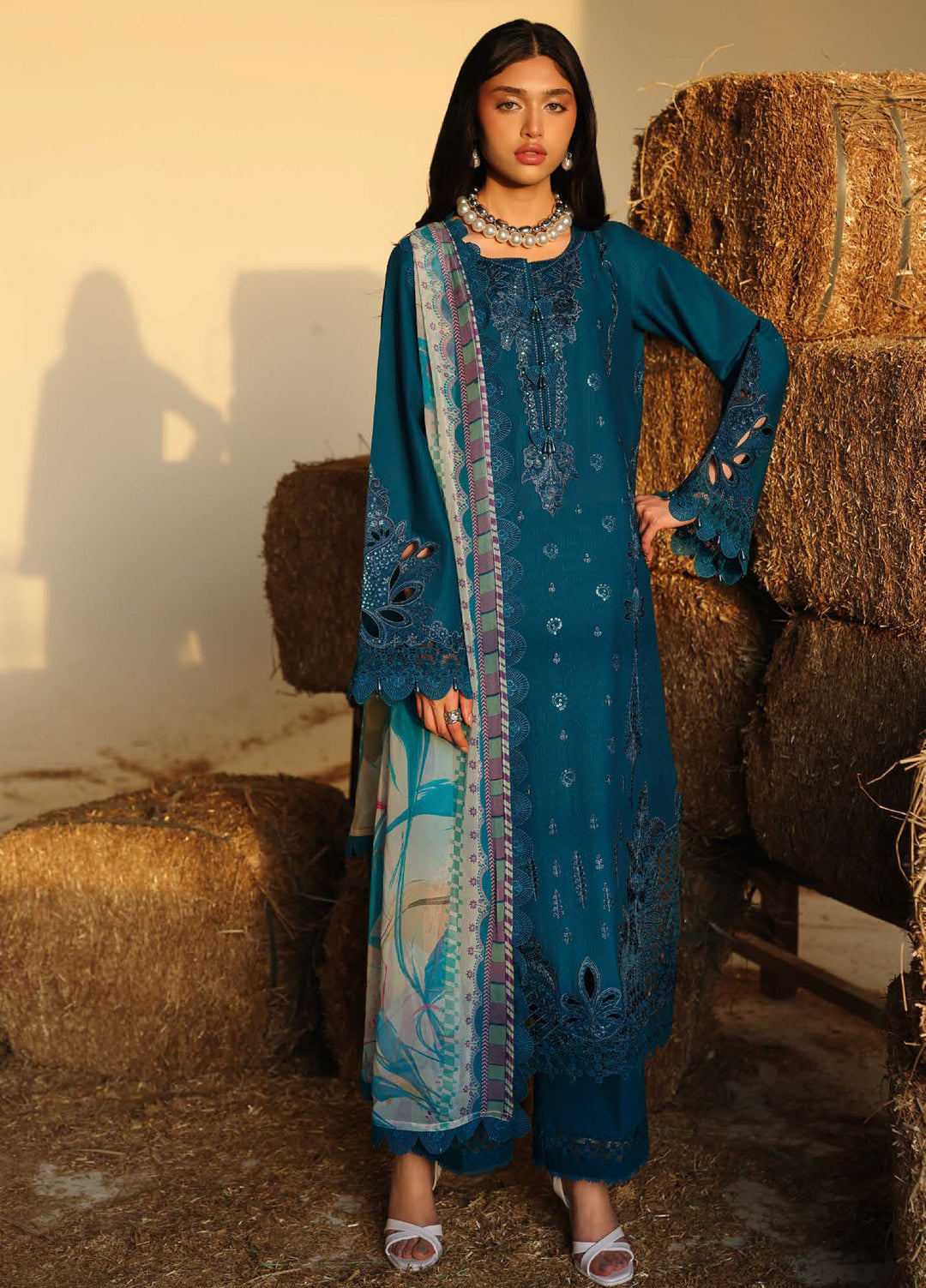 Raha by Nureh Unstitched Embroidered Lawn Doria 3 Piece Suit NU26ULR NE-247 - Summer Collection
