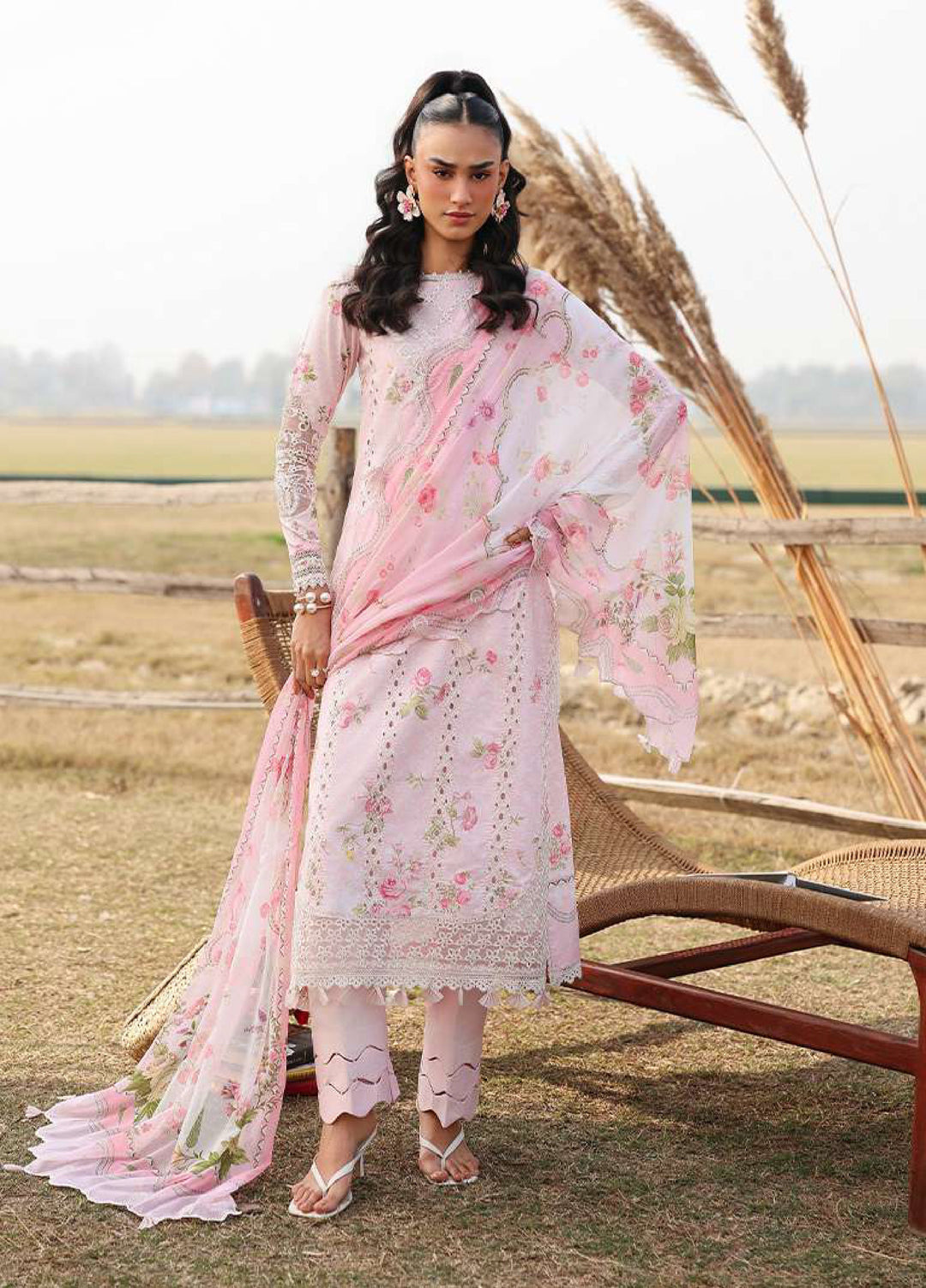 Sardinia Unstitched Embroidered Lawn 3 Piece Suit SRD26ULF D-1 ROSE BUD - Festive Collection