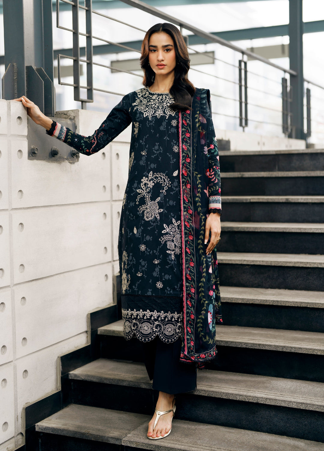 Zync by Florent Unstitched Embroidered Lawn 3 Piece Suit FL26ZU FZ-1B - Summer Collection