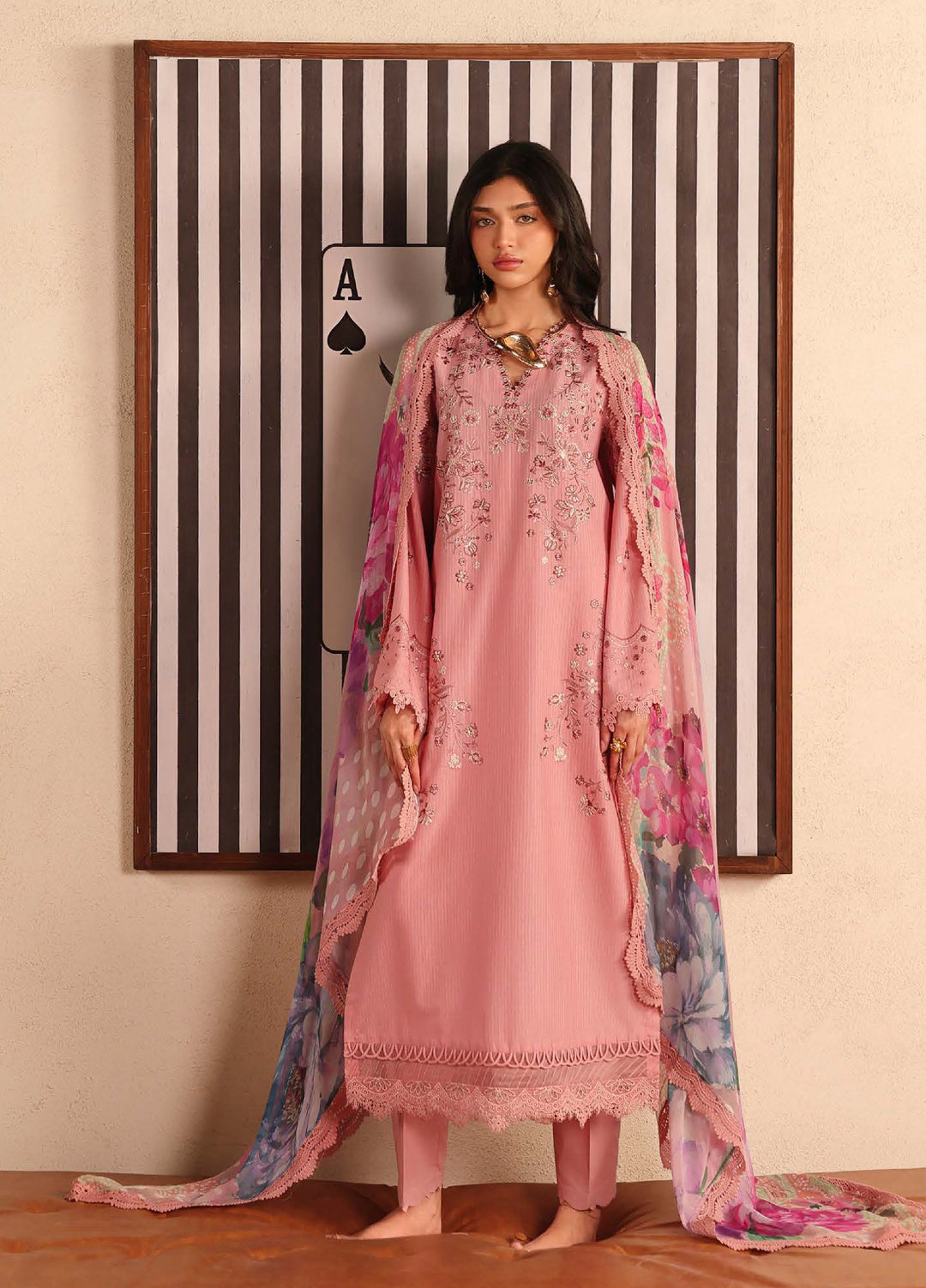 Raha by Nureh Unstitched Embroidered Lawn Doria 3 Piece Suit NU26ULR NE-249 - Summer Collection