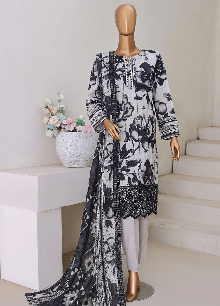 Hz Textiles Chikankari Embroidered Khaddar Suits Unstitched 3 Piece KEC 107 - Winter Collection