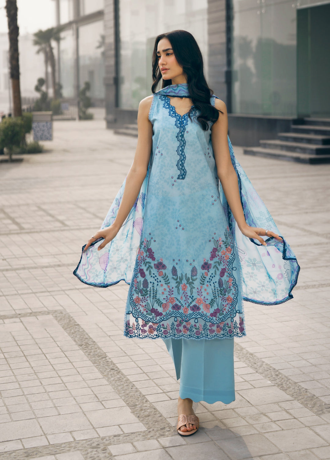 Zync by Florent Unstitched Embroidered Lawn 3 Piece Suit FL26ZU FZ-2B - Summer Collection