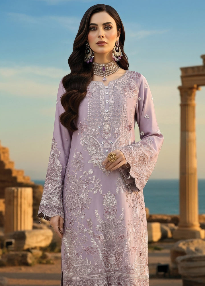 Mehr-E-Mah by Imrozia Premium Pret Embroidered Bamber Chiffon 3 Piece I-239 Ayluna - Festive Collection