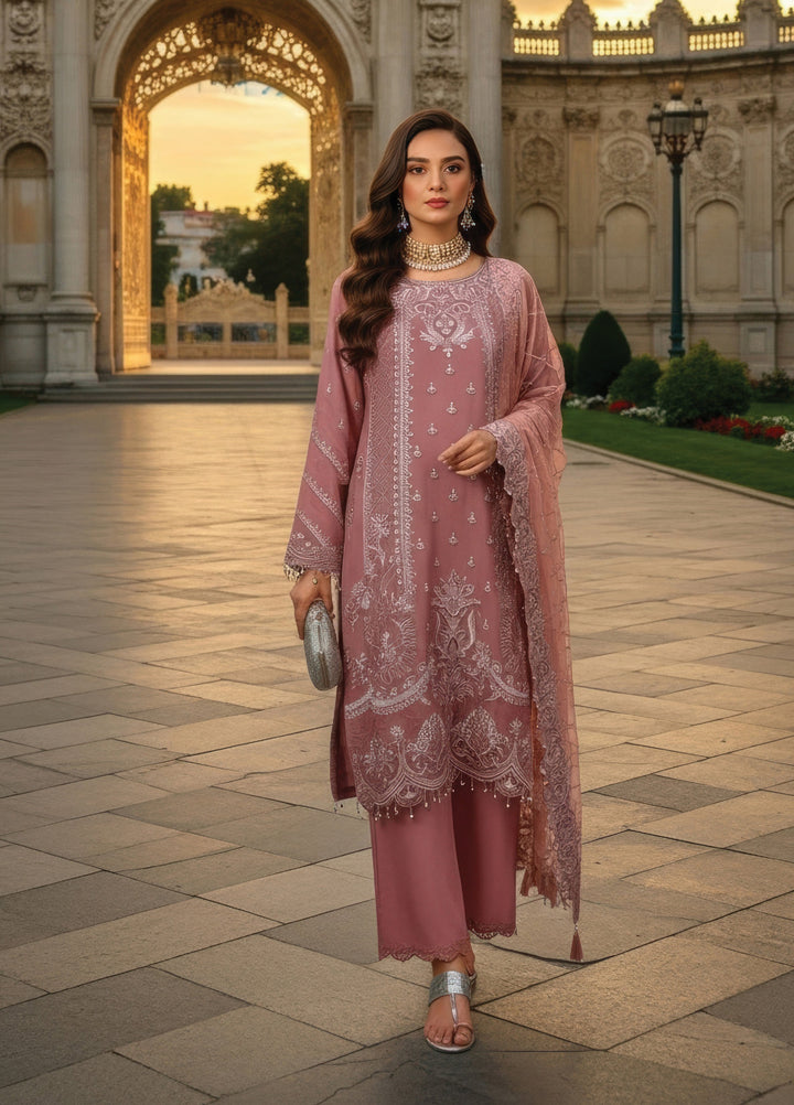 Mehr-E-Mah by Imrozia Premium Pret Embroidered Bamber Chiffon 3 Piece I-247 Aysel - Festive Collection