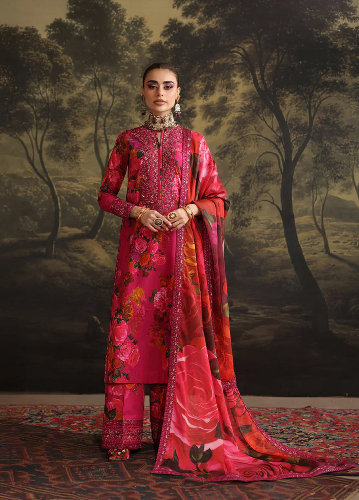 Rehana by Humjoli Pret Embroidered Lawn 3 Piece Pink Rose - Festive Collection
