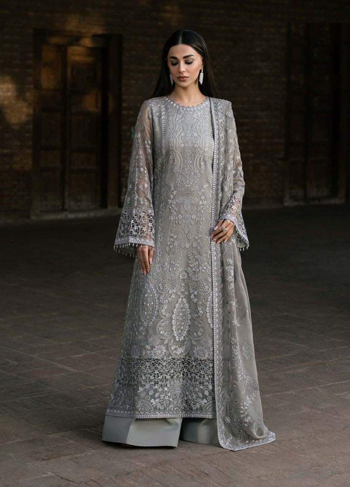 Humsafer by Lavish Premium Unstitched Embroidered Chiffon 3 Pcs Suit LVP26UH H-02 Gentle Grey - Festive