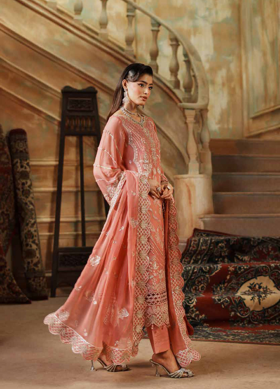 Zurgul by Zebtan Embroidered Chiffon Suits Unstitched 3 Piece ZB25ZF ZG-03 - Formals Collection