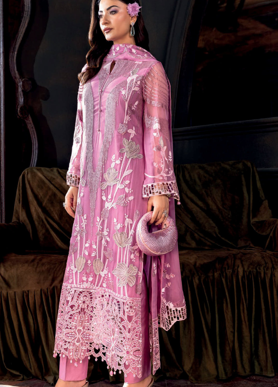 Aura by Zebtan Embroidered Chiffon Suits Unstitched 3 Piece ZB25AF AR-04 - Festive Collection