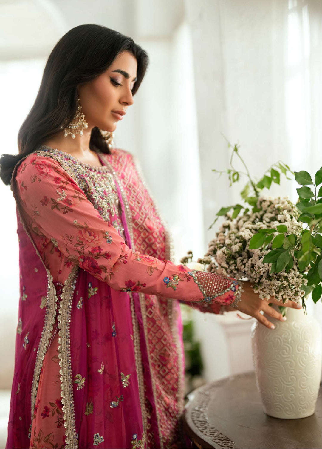 Shaam Shandar By Mushq Luxury Chiffon Unstitched 3 Piece Suits MQ25SC D-6 Geet Gulabi - Festive Collection