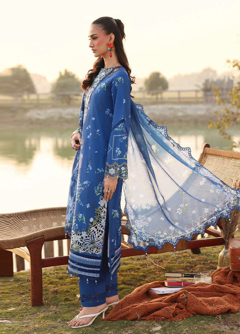 Sardinia Unstitched Embroidered Lawn 3 Piece Suit SRD26ULF D-6 RIVERSIDE - Festive Collection