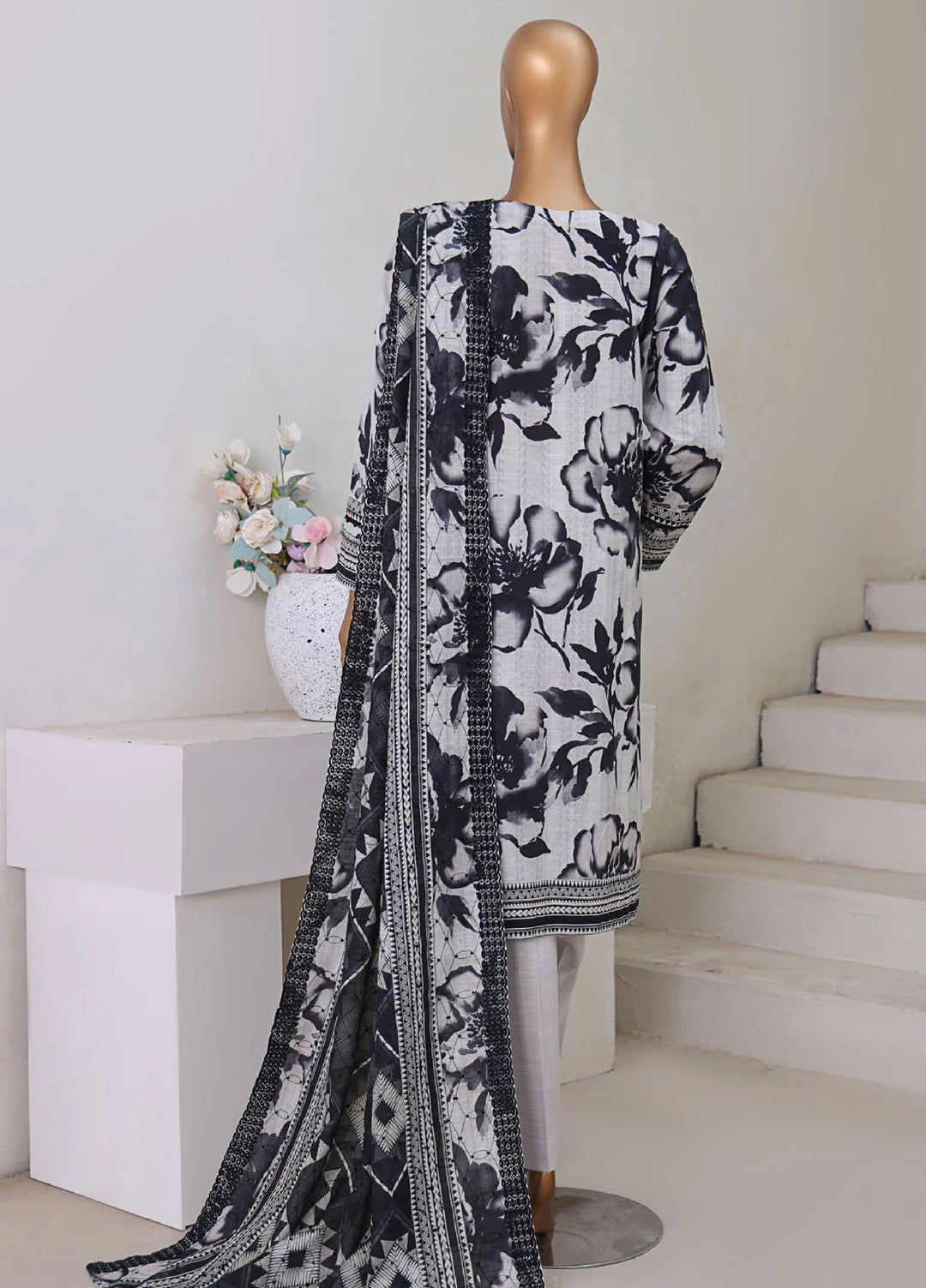 Hz Textiles Chikankari Embroidered Khaddar Suits Unstitched 3 Piece KEC 107 - Winter Collection