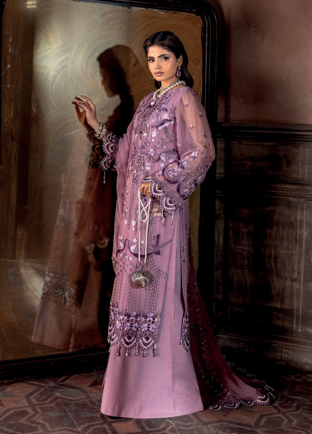 Aura by Zebtan Embroidered Chiffon Suits Unstitched 3 Piece ZB25AF AR-08 - Festive Collection