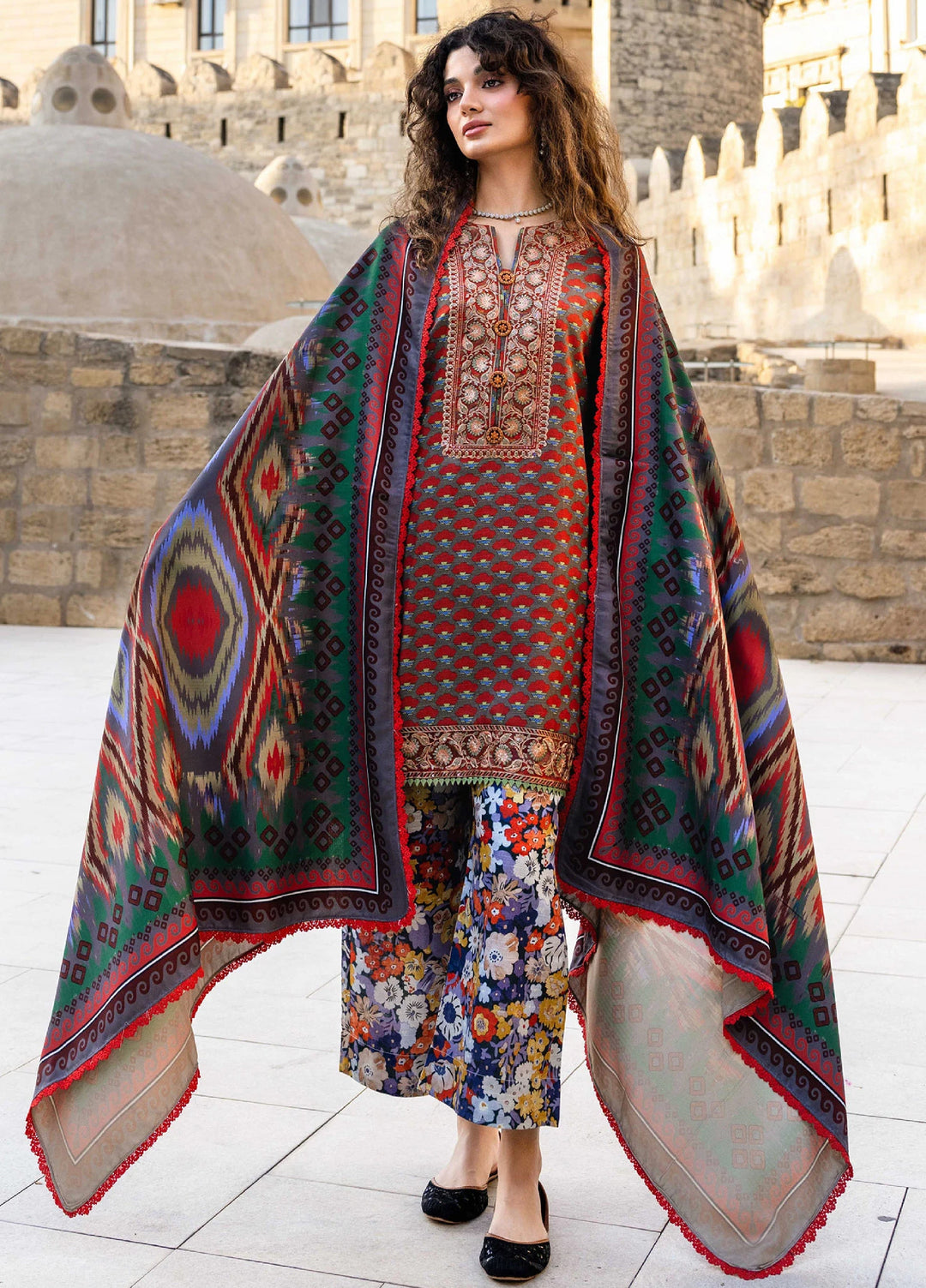 Meerak Pret Embroidered Khaddar 3 Piece Ornate - Winter Collection