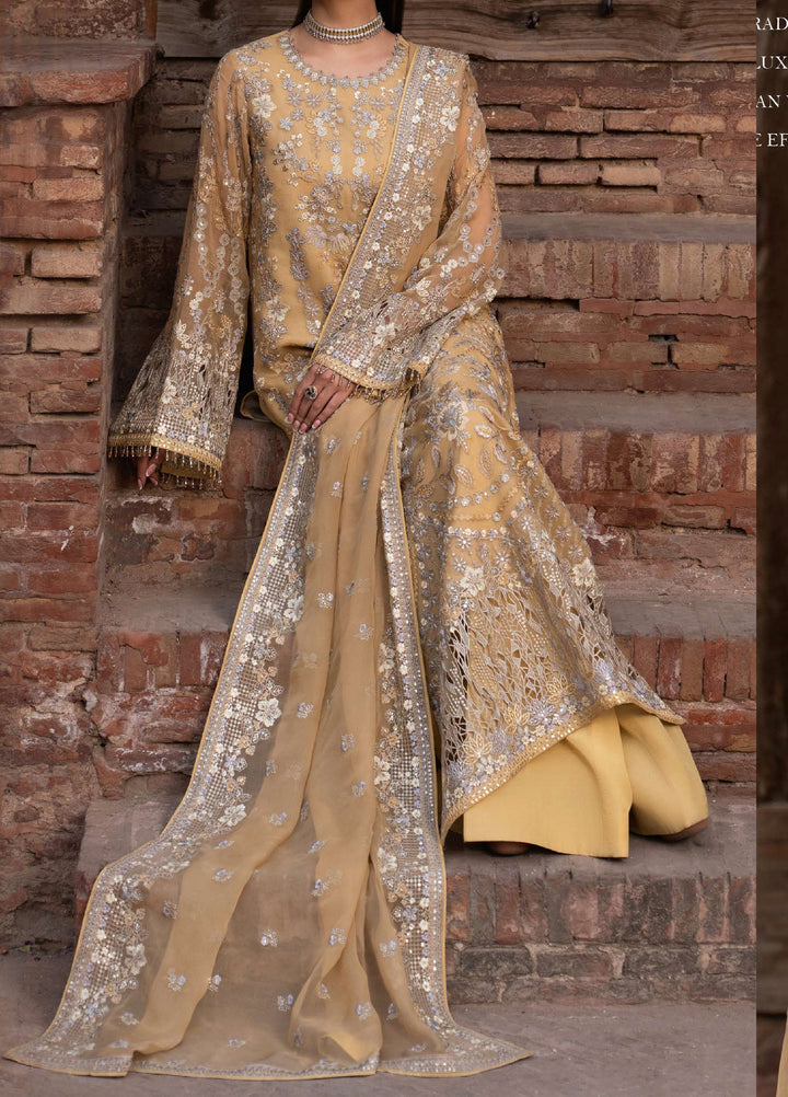 Humsafer by Lavish Premium Unstitched Embroidered Chiffon 3 Pcs Suit LVP26UH H-03 Daffodil Yellow - Festive