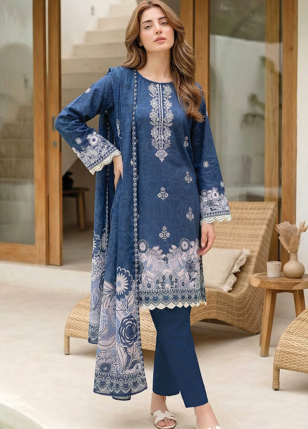 Summer Prints by Lakhany Unstitched Printed Lawn 3 Piece Suit LSM26USP LG-RL-0451 - Summer Collection