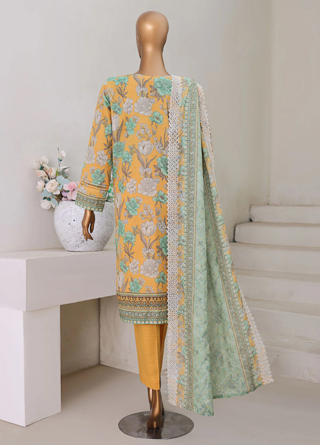 Hz Textiles Chikankari Embroidered Khaddar Suits Unstitched 3 Piece KEC 106 - Winter Collection