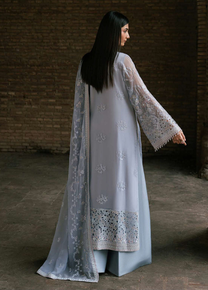 Humsafer by Lavish Premium Unstitched Embroidered Chiffon 3 Pcs Suit LVP26UH H-07 Baby Blue - Festive