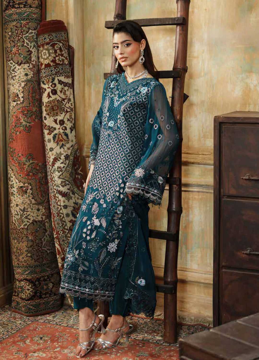Zurgul by Zebtan Embroidered Chiffon Suits Unstitched 3 Piece ZB25ZF ZG-07 - Formals Collection