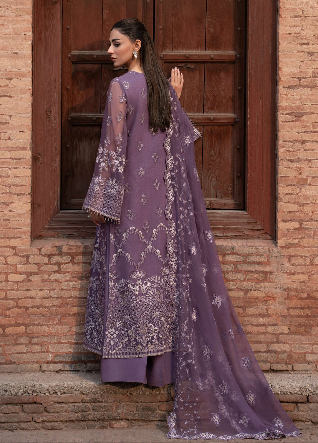 Humsafer by Lavish Premium Unstitched Embroidered Chiffon 3 Pcs Suit LVP26UH H-01 Pala Purple - Festive