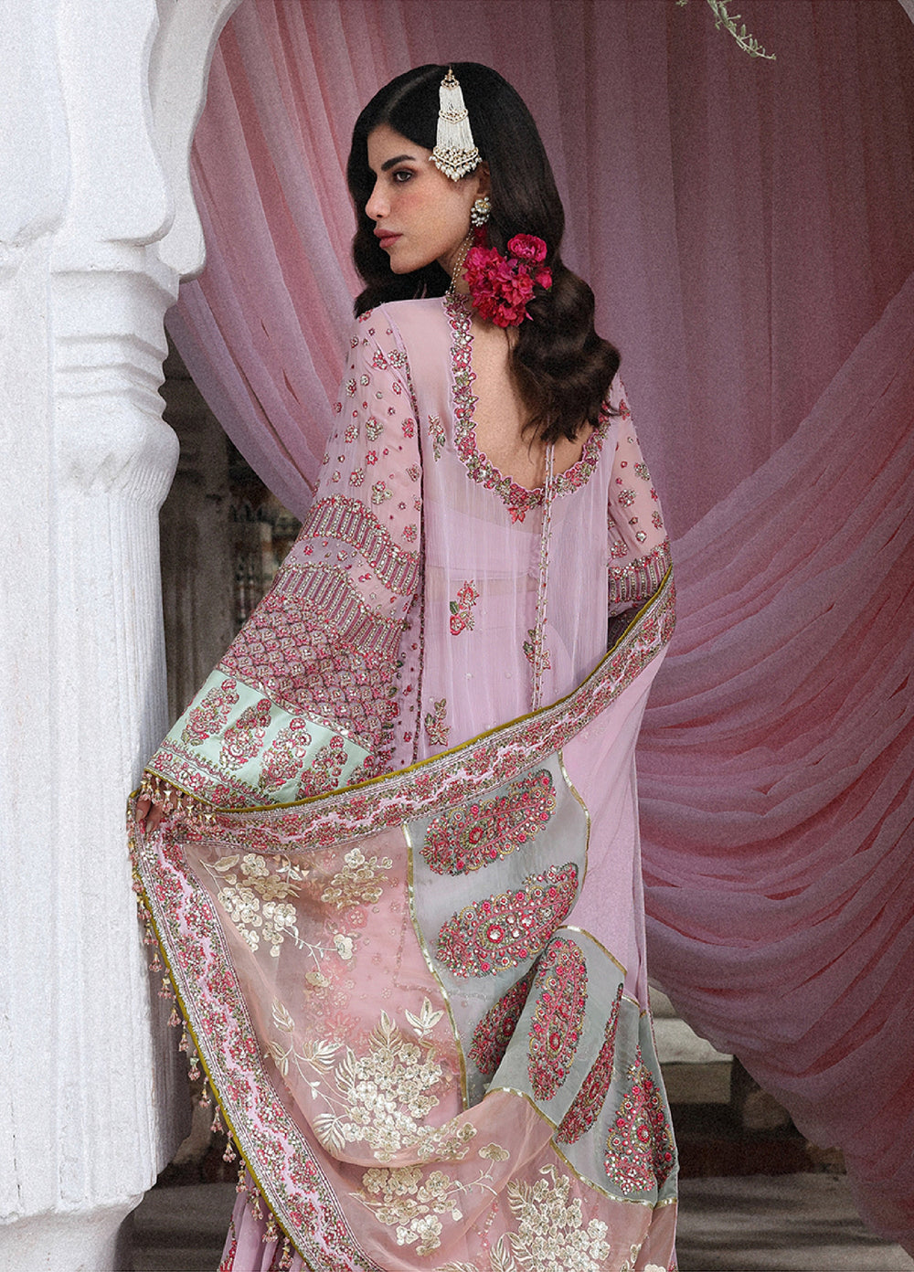 Hussain Rehar Unstitched Embroidered Chiffon 3 Piece Suit HR26UW D-840 Rukhsaar - Wedding Collection