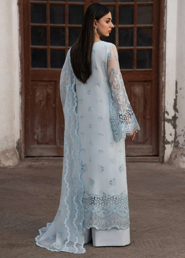 Humsafer by Lavish Premium Unstitched Embroidered Chiffon 3 Pcs Suit LVP26UH H-10 Misty Blue - Festive