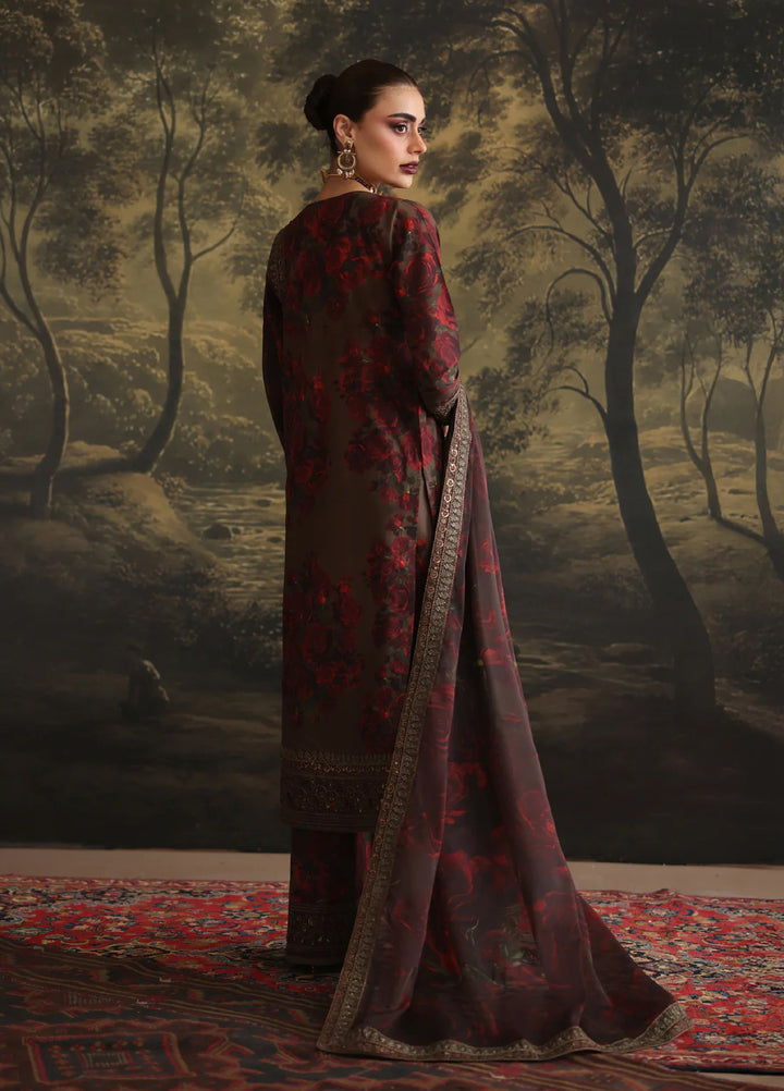 Rehana by Humjoli Pret Embroidered Lawn 3 Piece Brown Rome - Festive Collection