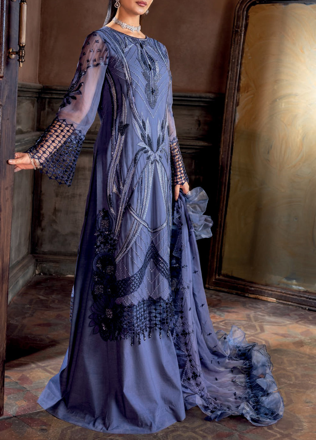 Aura by Zebtan Embroidered Chiffon Suits Unstitched 3 Piece ZB25AF AR-06 - Festive Collection