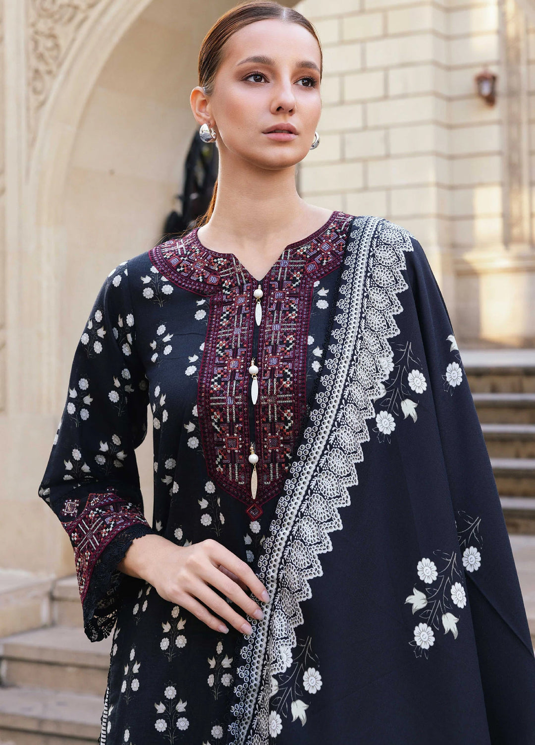 Meerak Pret Embroidered Khaddar 3 Piece Enigma - Winter Collection
